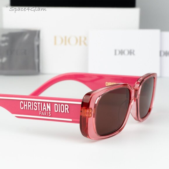 Dior Women Sunglasses Fuchsia Bordeaux Rectangle WILDIOR S2U 73D0 NEW AUTHENTIC